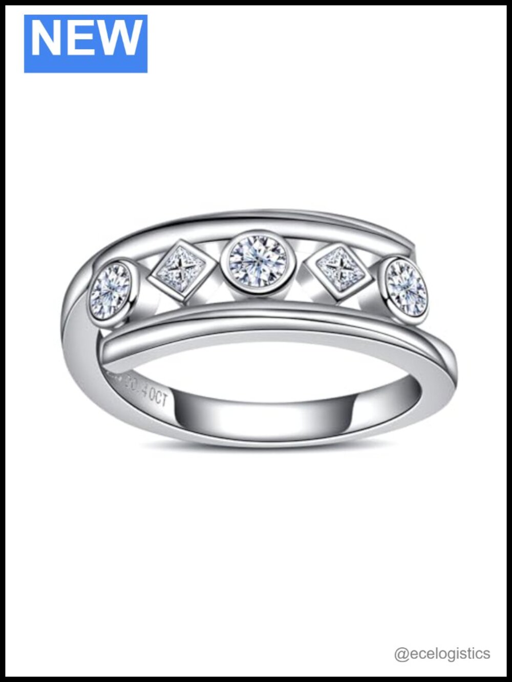 Moissanite Eternity Ring 925 Sterling Silver 5 Stones